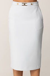 Elisabetta Franchi Gonna a Tubino con Logo Gioiello GO13756E2 STARLIGHT