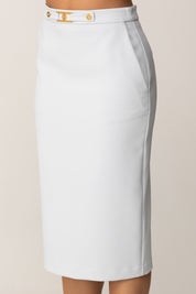 Elisabetta Franchi Gonna a Tubino con Logo Gioiello GO13756E2 STARLIGHT