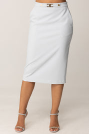 Elisabetta Franchi Gonna a Tubino con Logo Gioiello GO13756E2 STARLIGHT