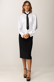 Elisabetta Franchi Gonna a Tubino con Nastro Logo GO11856E2 NERO