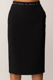 Elisabetta Franchi Gonna a Tubino con Nastro Logo GO11856E2 NERO