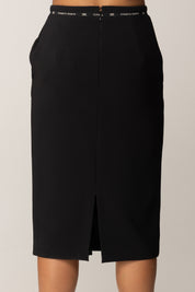 Elisabetta Franchi Gonna a Tubino con Nastro Logo GO11856E2 NERO