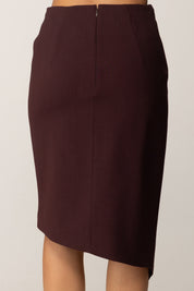 Elisabetta Franchi Gonna a Tubo Asimmetrica con Dettaglio Gioiello GO13556E2 MERLOT