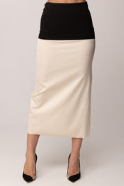 Patrizia Pepe Gonna longuette bicolore in misto viscosa 8G0514 A498 BLACK/WARM IVORY