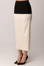 Patrizia Pepe Gonna longuette bicolore in misto viscosa 8G0514 A498 BLACK/WARM IVORY