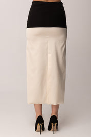 Patrizia Pepe Gonna longuette bicolore in misto viscosa 8G0514 A498 BLACK/WARM IVORY