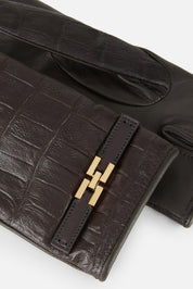 Elisabetta Franchi Guanti Corti con Logo e Stampa Cocco COFFEE GU05R56E2