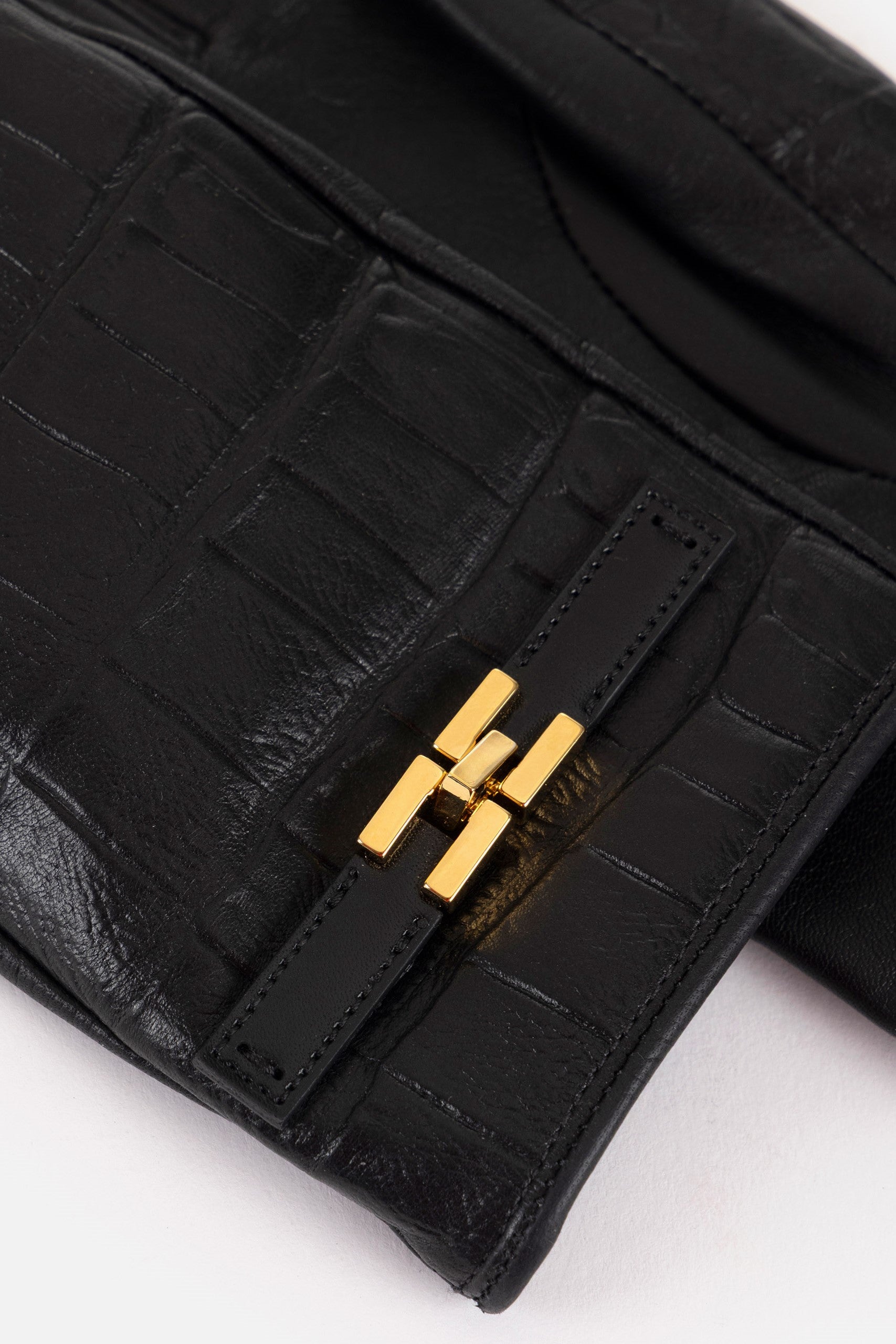 Elisabetta Franchi Guanti Corti con Logo e Stampa Cocco GU05R56E2 NERO