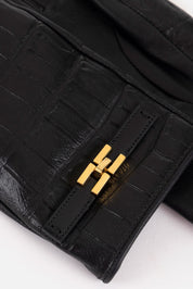 Elisabetta Franchi Guanti Corti con Logo e Stampa Cocco GU05R56E2 NERO