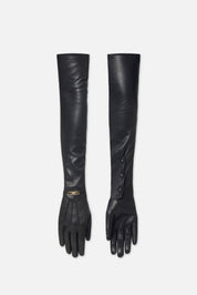 Elisabetta Franchi Guanti Lunghi In Nappa con Logo Gioiello NERO GU08R56E2
