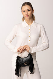 Twin-set Hobo Piccola con Frange e Manico Catena 252TB7123 NERO