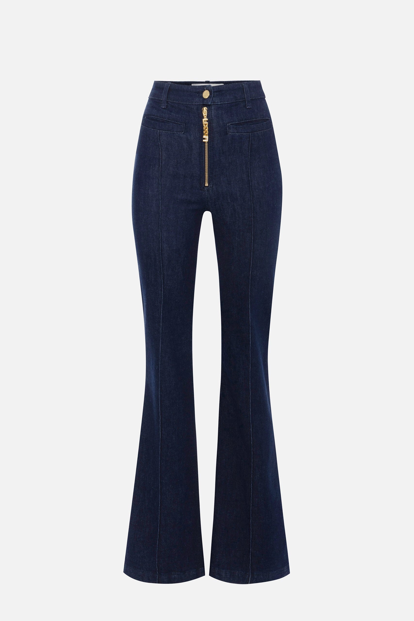 Elisabetta Franchi Jeans Flare con Zip Gioiello BLUE DENIM PJ05D56E2