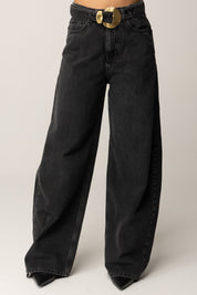 Twin-set Jeans Neri con Cintura e Maxi Fibbia 252TP2571 DENIM NERO