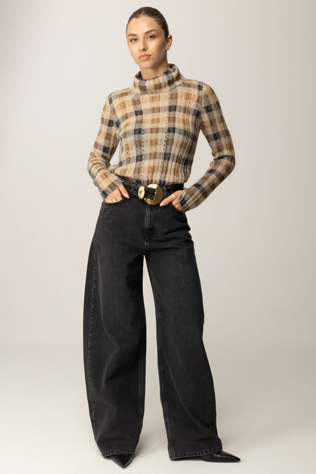 Twin-set Jeans Neri con Cintura e Maxi Fibbia 252TP2571 DENIM NERO