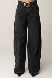 Twin-set Jeans Neri con Cintura e Maxi Fibbia 252TP2571 DENIM NERO