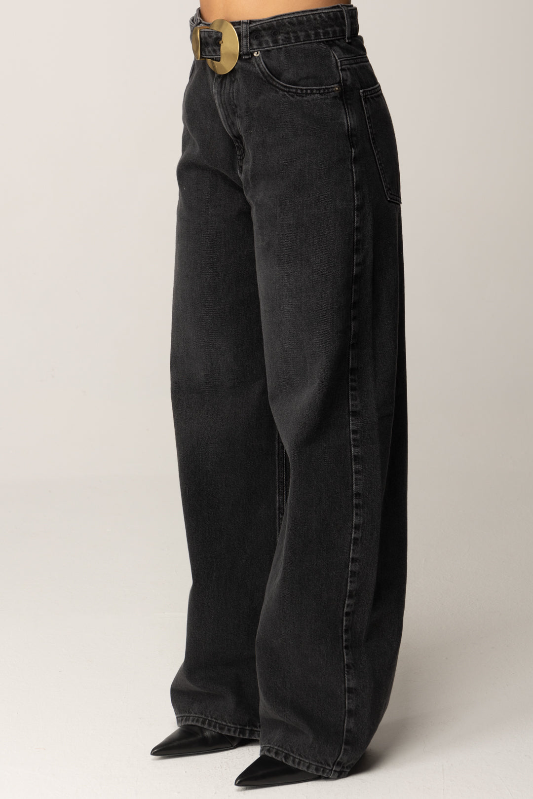 Twin-set Jeans Neri con Cintura e Maxi Fibbia 252TP2571 DENIM NERO