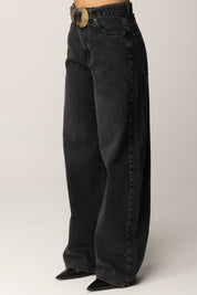 Twin-set Jeans Neri con Cintura e Maxi Fibbia 252TP2571 DENIM NERO