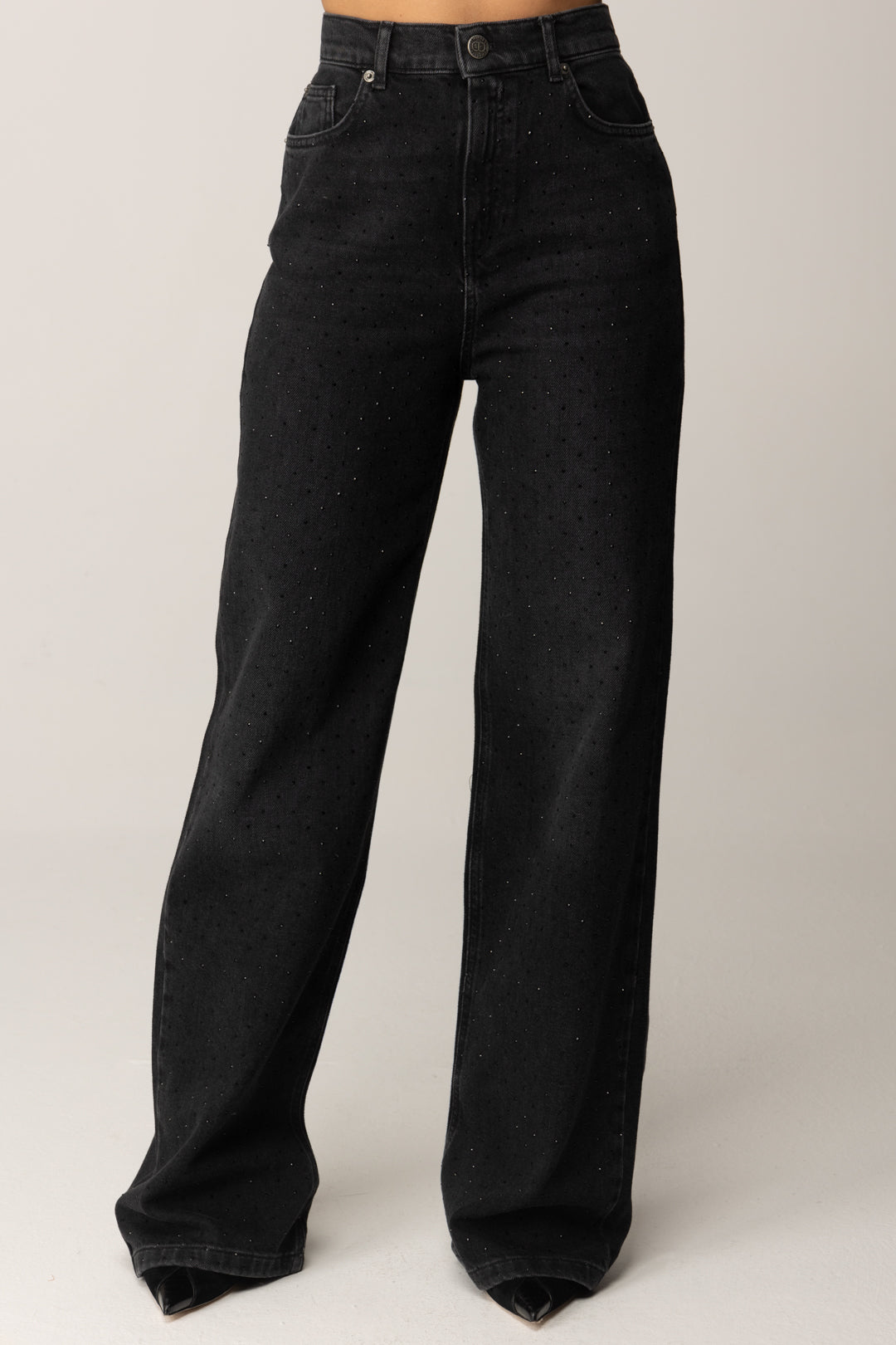 Twinset Jeans Neri con Strass All Over 252TT2271 DENIM NERO
