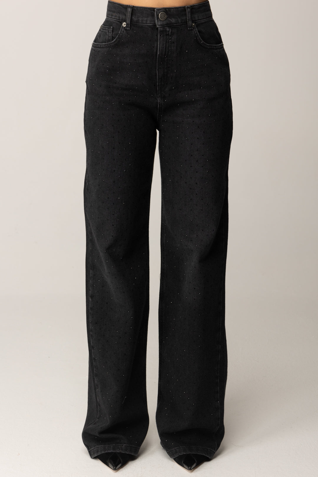 Twin-set Jeans Neri con Strass All Over 252TT2271 DENIM NERO