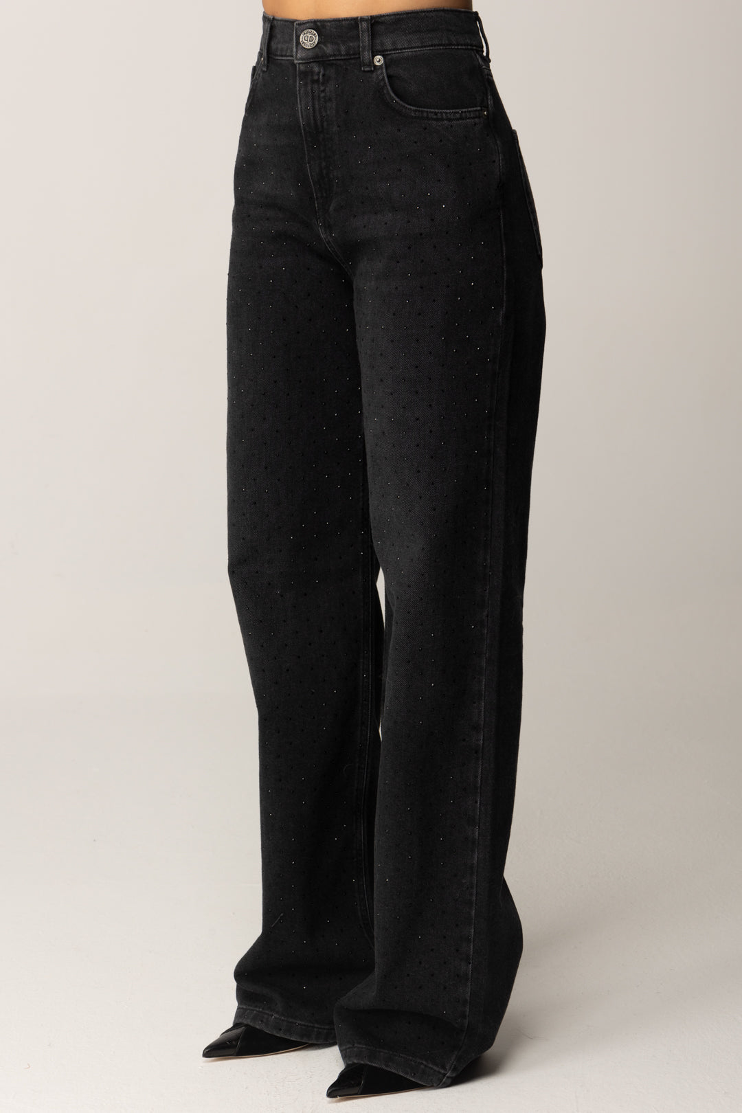 Twin-set Jeans Neri con Strass All Over 252TT2271 DENIM NERO