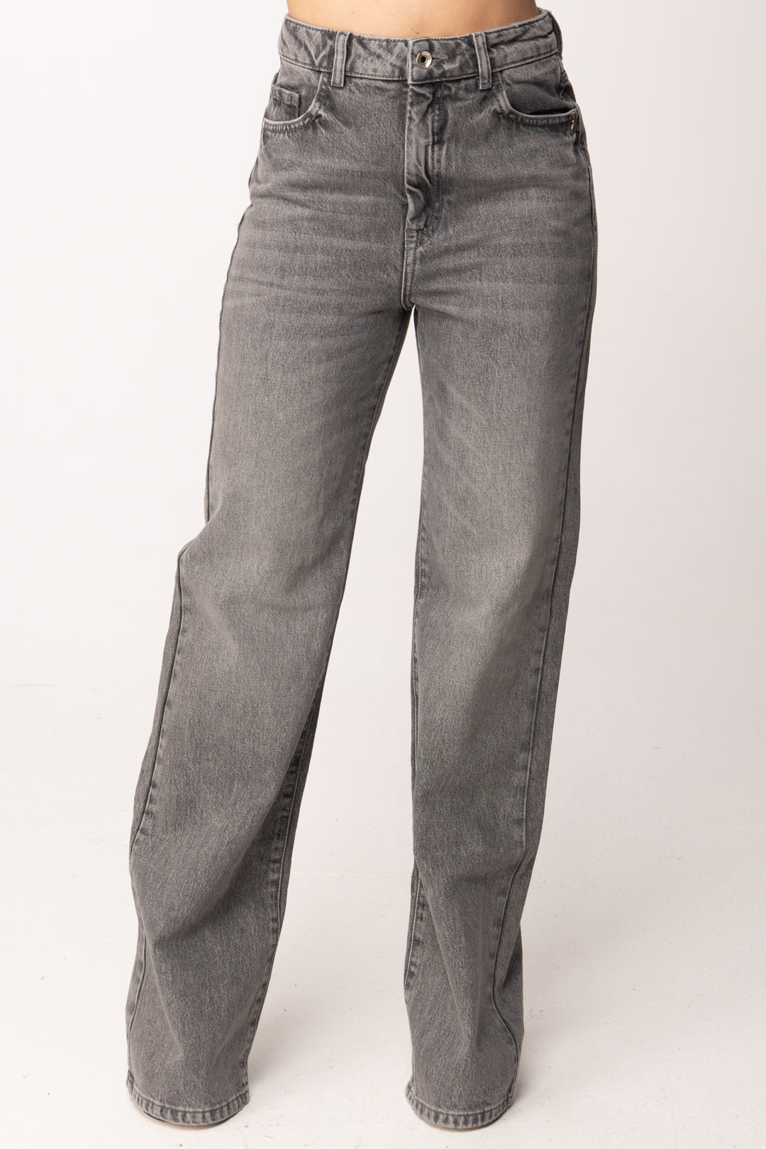 Patrizia Pepe Jeans Regular Fit Vita Alta In Denim Lavato 8P0487 D1WZN MEDIUM GREY