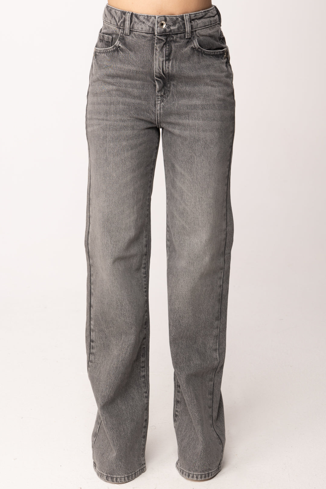 Patrizia Pepe Jeans Regular Fit Vita Alta In Denim Lavato 8P0487 D1WZN MEDIUM GREY