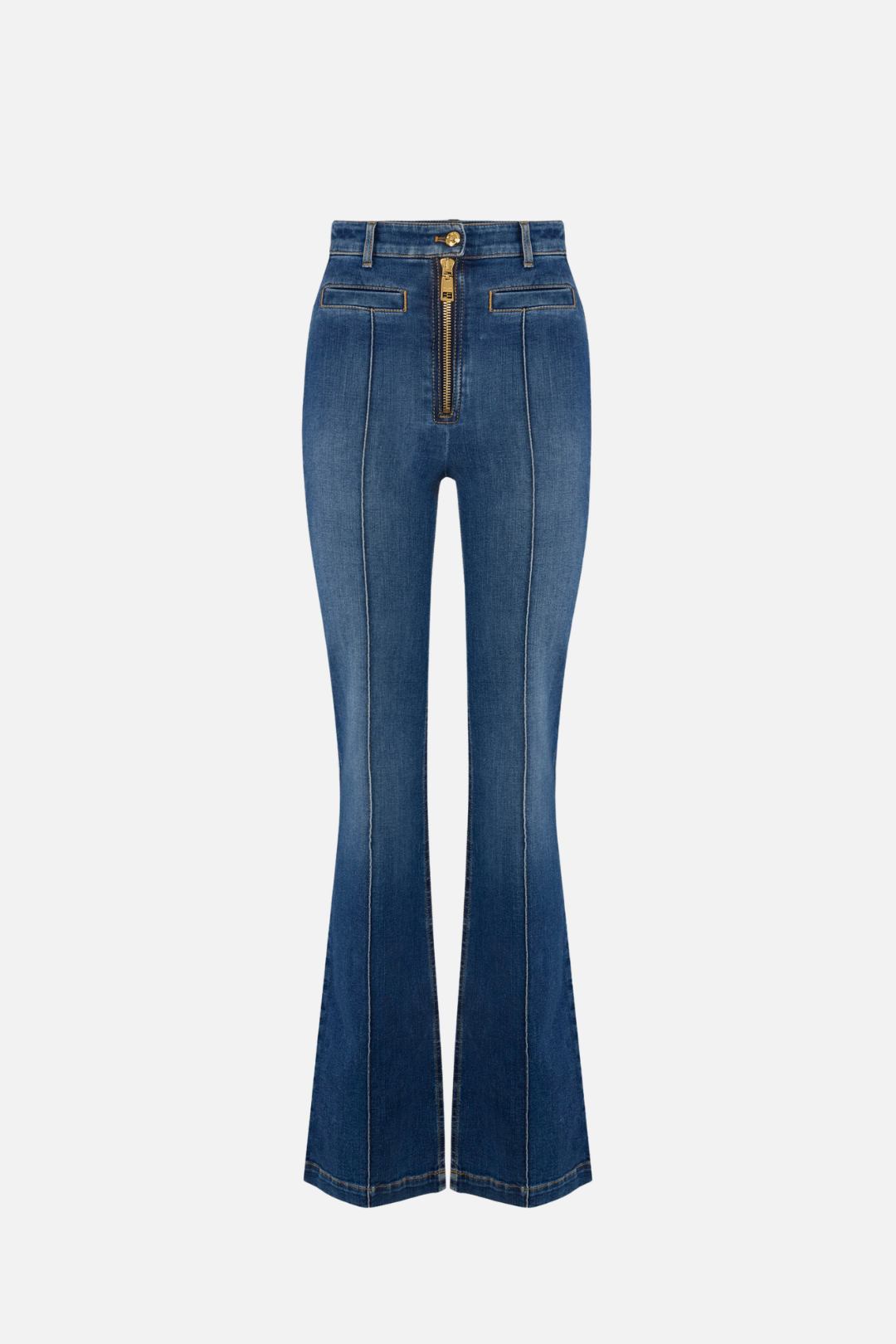 Elisabetta Franchi Jeans Slim Fit a Vita Alta con Zip Frontale PJ17D61E2 BLUE VINTAGE