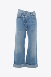 Manila Grace Jeans Wide-leg con Chiusura Asimmetrica S5JJ320CUMZ003_05