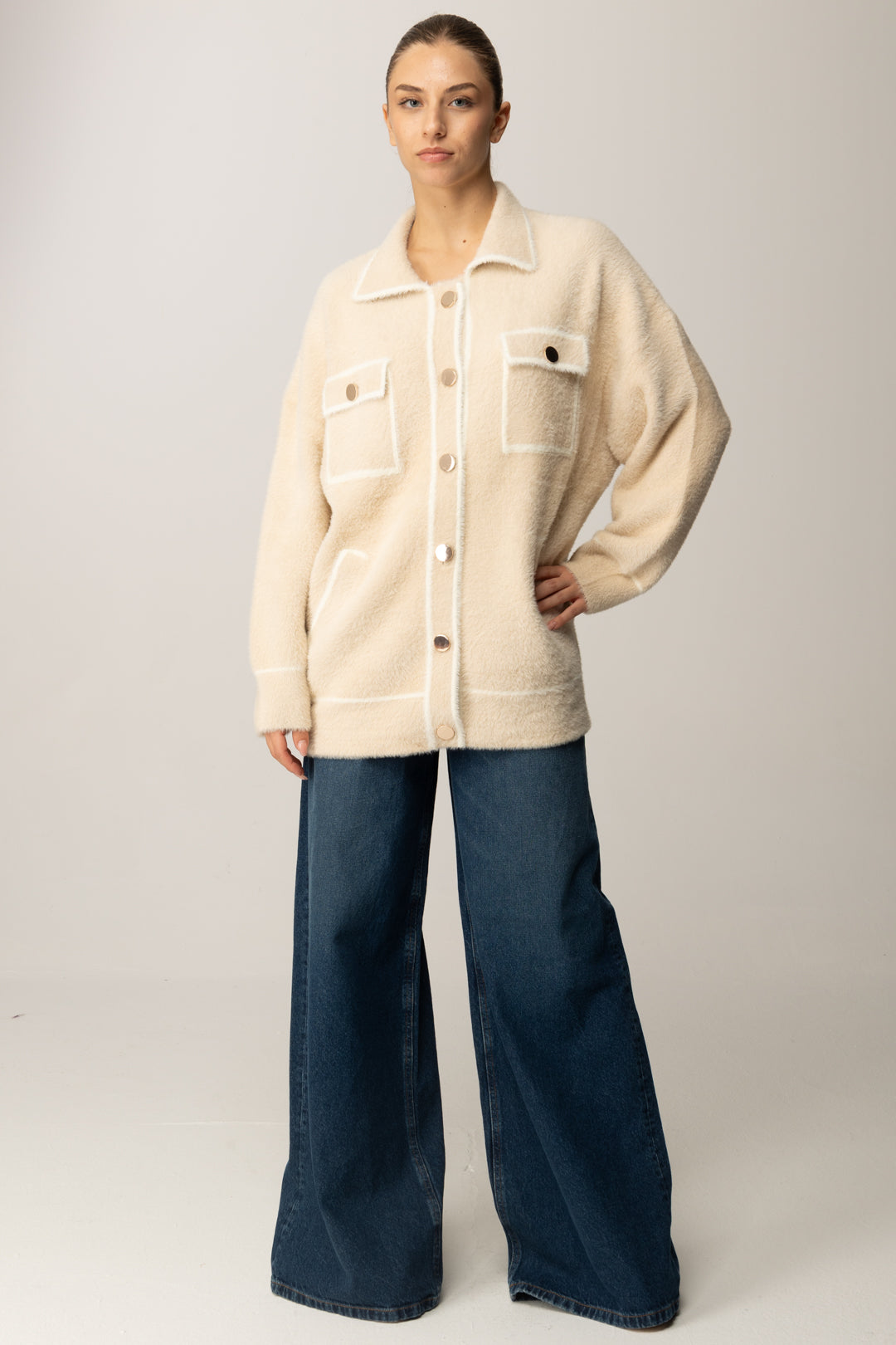 Twin-set Jeans a Gamba Larga con Cintura 252TP2540 DENIM SCURO