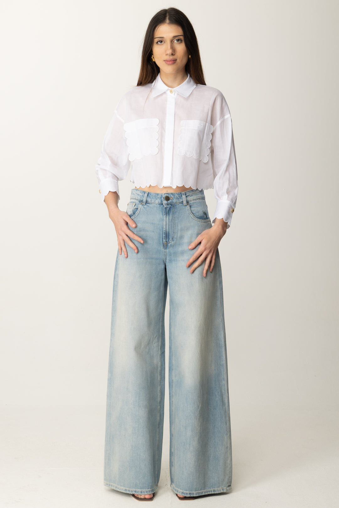 Twin-set Woman Jeans Palazzo Light Wash 251TT2260 LIGHT DENIM