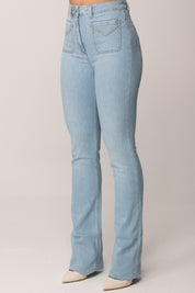 Elisabetta Franchi Jeans a Zampetta con Taschini PJ24N61E2 LIGHT BLUE