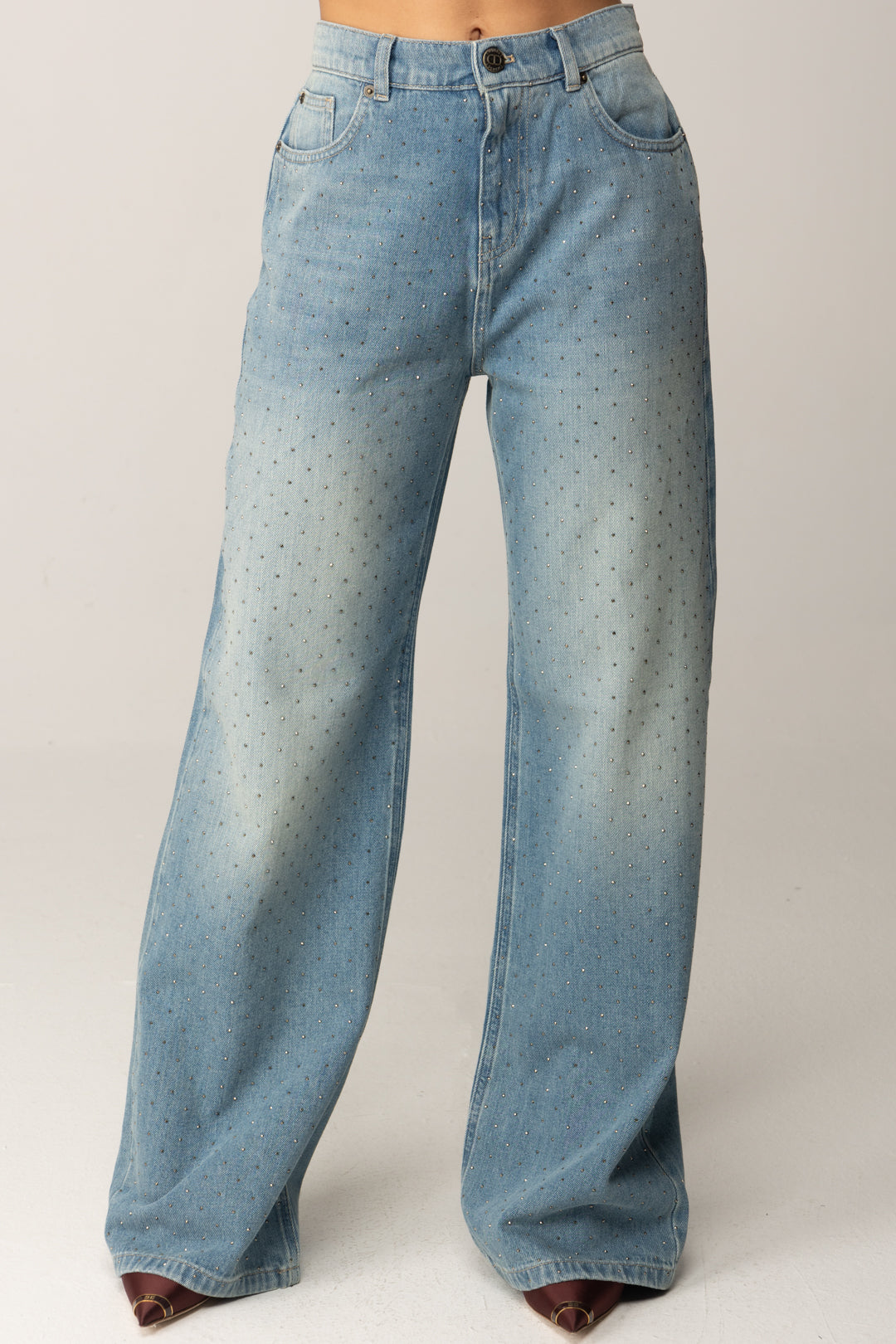 Twin-set Jeans con Strass All Over 252TT2270 DENIM CHIARO