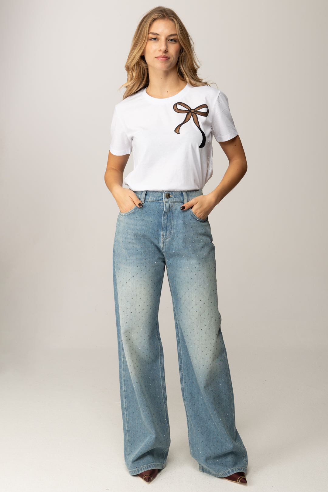 Twin-set Jeans con Strass All Over 252TT2270 DENIM CHIARO