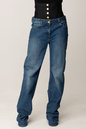 Elisabetta Franchi Jeans con Vita In Neoprene PJ15I56E2 BLUE DENIM/NERO