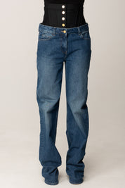 Elisabetta Franchi Jeans con Vita In Neoprene PJ15I56E2 BLUE DENIM/NERO