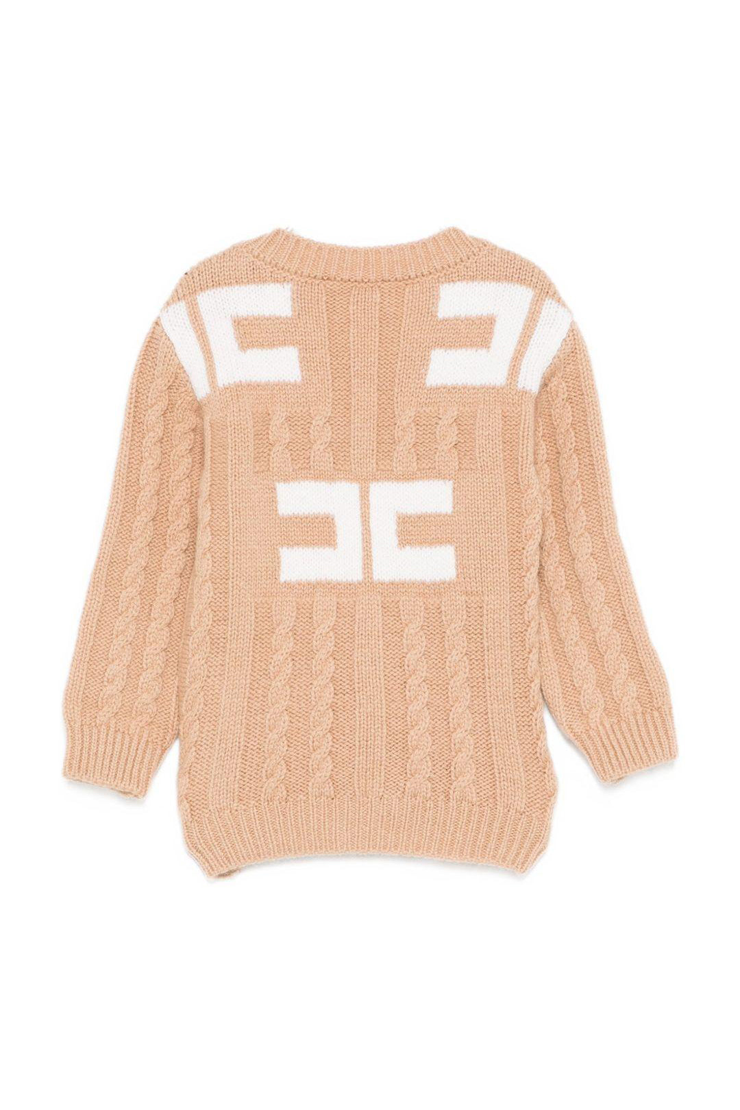 Elisabetta Franchi La mia Bambina Cardigan con Trecce e Logo Sul Retro EGMA046CFL230.D749