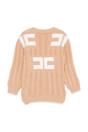 Elisabetta Franchi La mia Bambina Cardigan con Trecce e Logo Sul Retro EGMA046CFL230.D749
