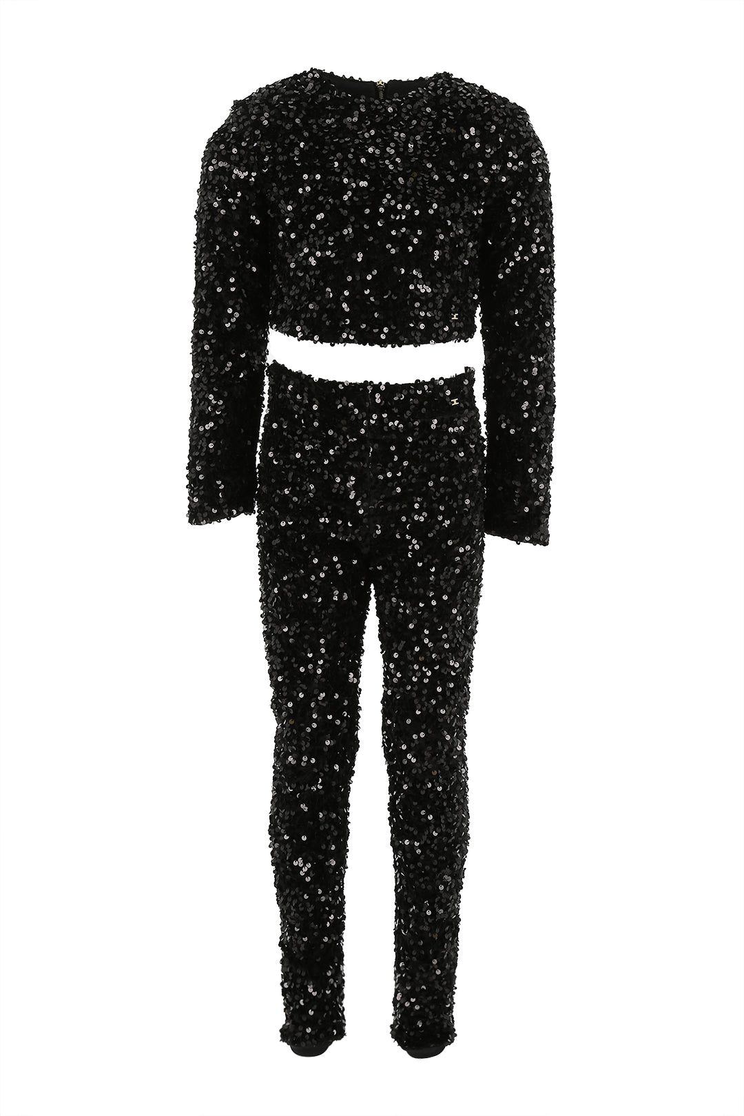 Elisabetta Franchi La mia Bambina Completo Top e Pantaloni Full Paillettes EFCM022.0.TV093.N000 NERO