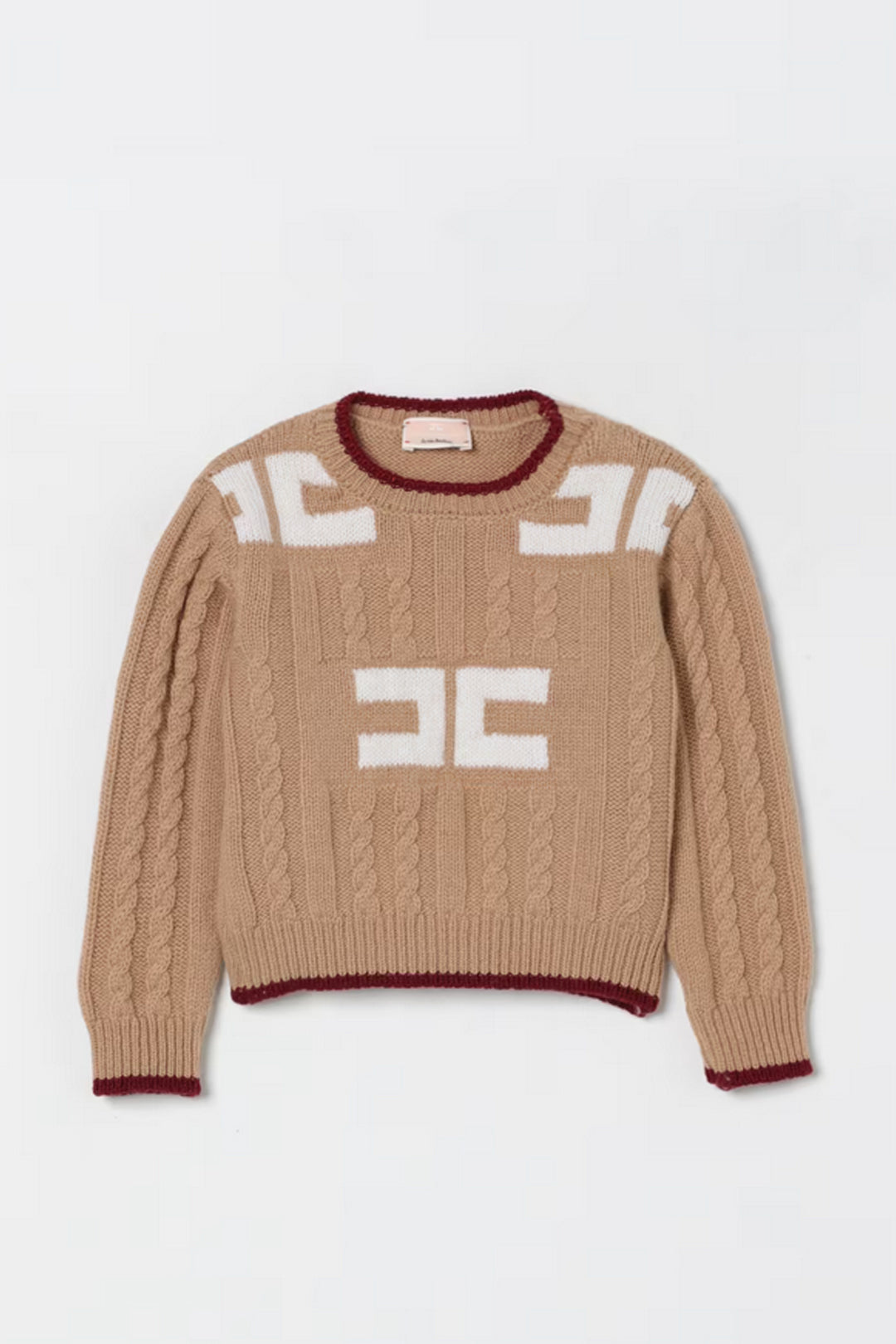 Elisabetta Franchi La mia Bambina Maglione a Trecce con Applicazione Logo EGMA044CFL230.D765