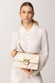 Pinko Love Bag Icon Chevron BIANCO SETA-ANTIQUE GOLD