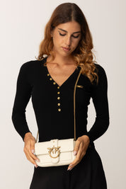 Pinko Love One Pocket Bag 100061 A0F1 BIANCO SETA-ANTIQUE GOLD