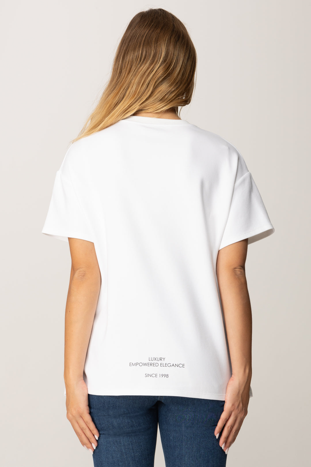 Elisabetta Franchi T-shirt In Jersey Pesante con Taschino MA02756E2 GESSO