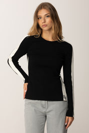 Maglia In Viscosa con Bande Lucide e Dettagli Logo