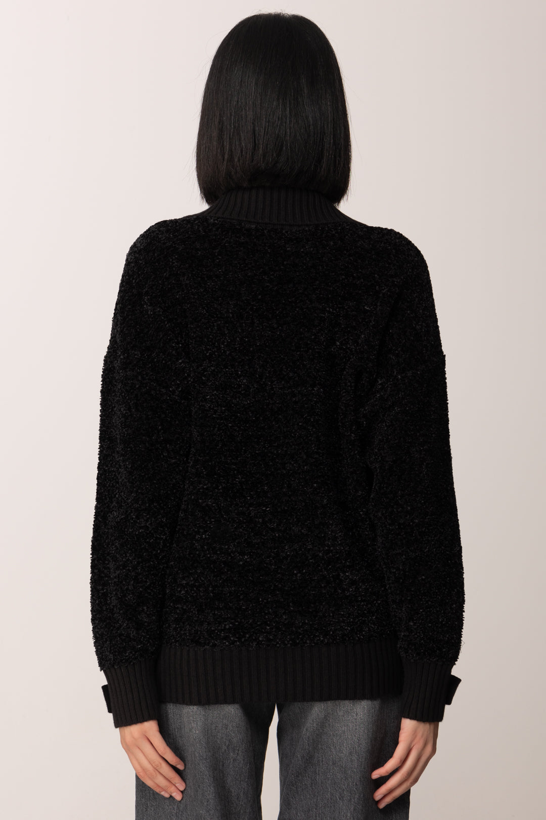 Elisabetta Franchi Cardigan Over Bouclé con Bottoni Gioiello NERO MK44S57E2