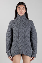 Pullover aus Alpaka-Mischgewebe mit Stehkragen und Zopfmuster