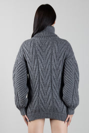 Pullover aus Alpaka-Mischgewebe mit Stehkragen und Zopfmuster