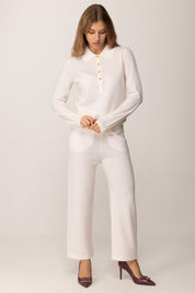 Maglia Colletto a Polo In Misto Cachemere MILK MK31S57E2