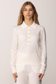 Elisabetta Franchi Maglia Colletto a Polo In Misto Cachemere MILK MK31S57E2