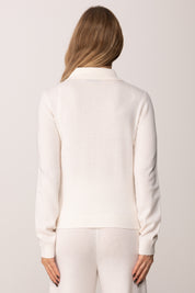 Elisabetta Franchi Maglia Colletto a Polo In Misto Cachemere MILK MK31S57E2