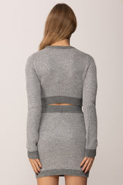 Elisabetta Franchi Maglia Crop con Paillettes e Bottoni Gold GRIGIO MELANGE MK56T57E2